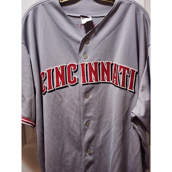 Majestic MLB Cincinnati Reds Freeman #7 Embroidered Gray Jersey Men's 3XL - Picture 3 of 11